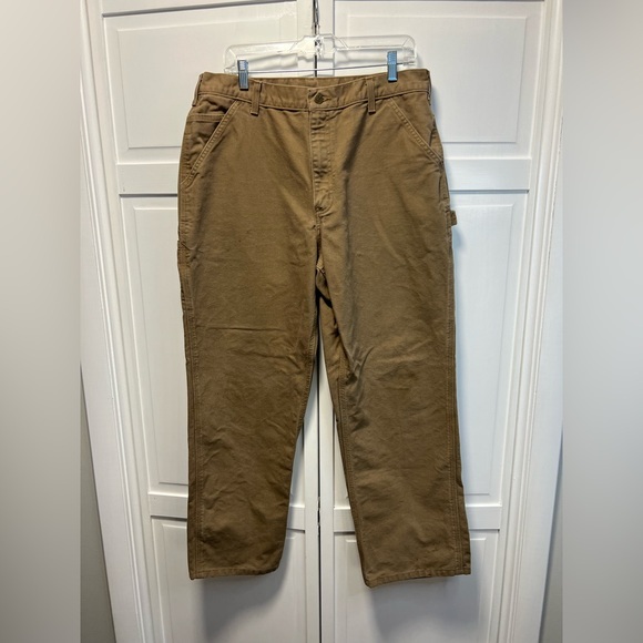 Carhartt Original Dungaree Fit Duck Carpenter Pants Size Men’s 36 Color Tan - Picture 1 of 14